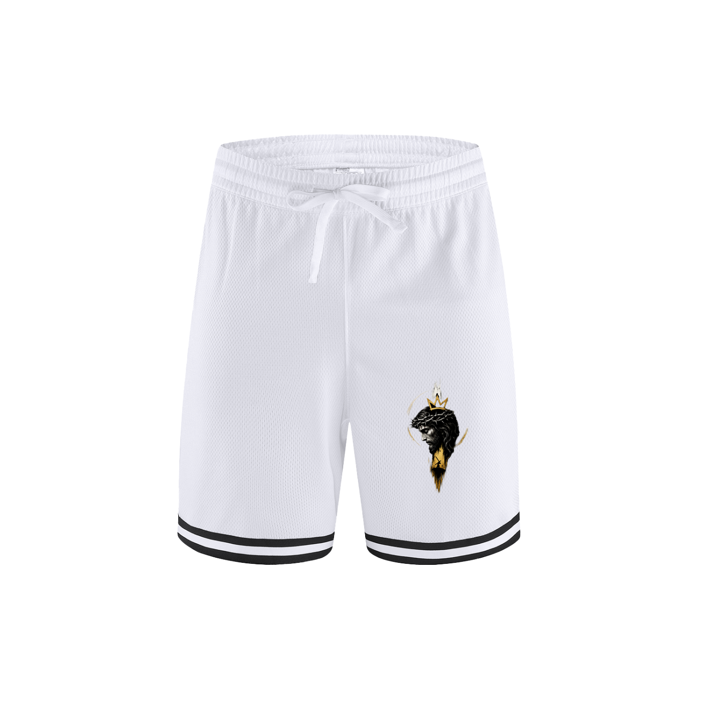 GOD IS KING Classic Stripe Trim Basketball Shorts
