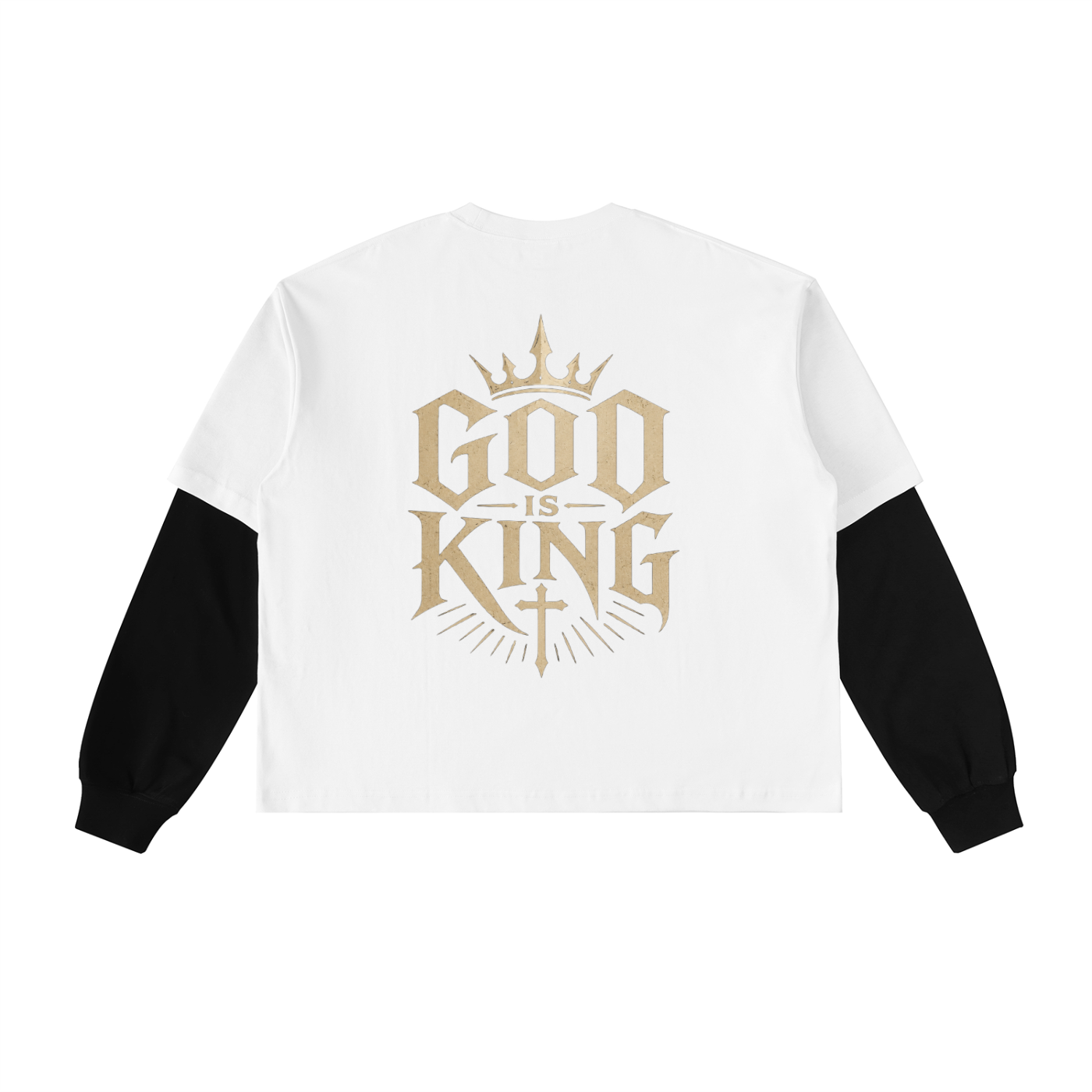 GOD IS KING Layered Contrast Sleeve Shirt