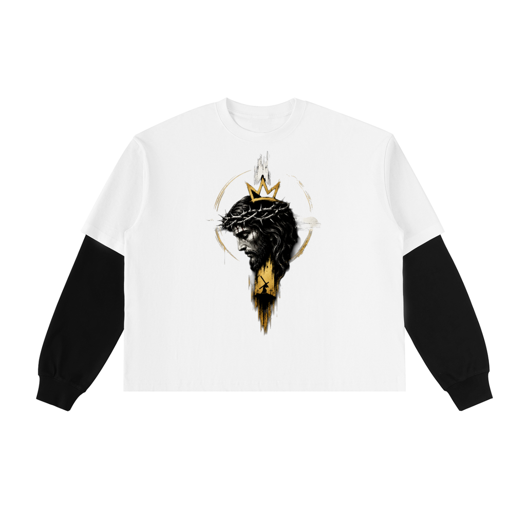 GOD IS KING Layered Contrast Sleeve Shirt