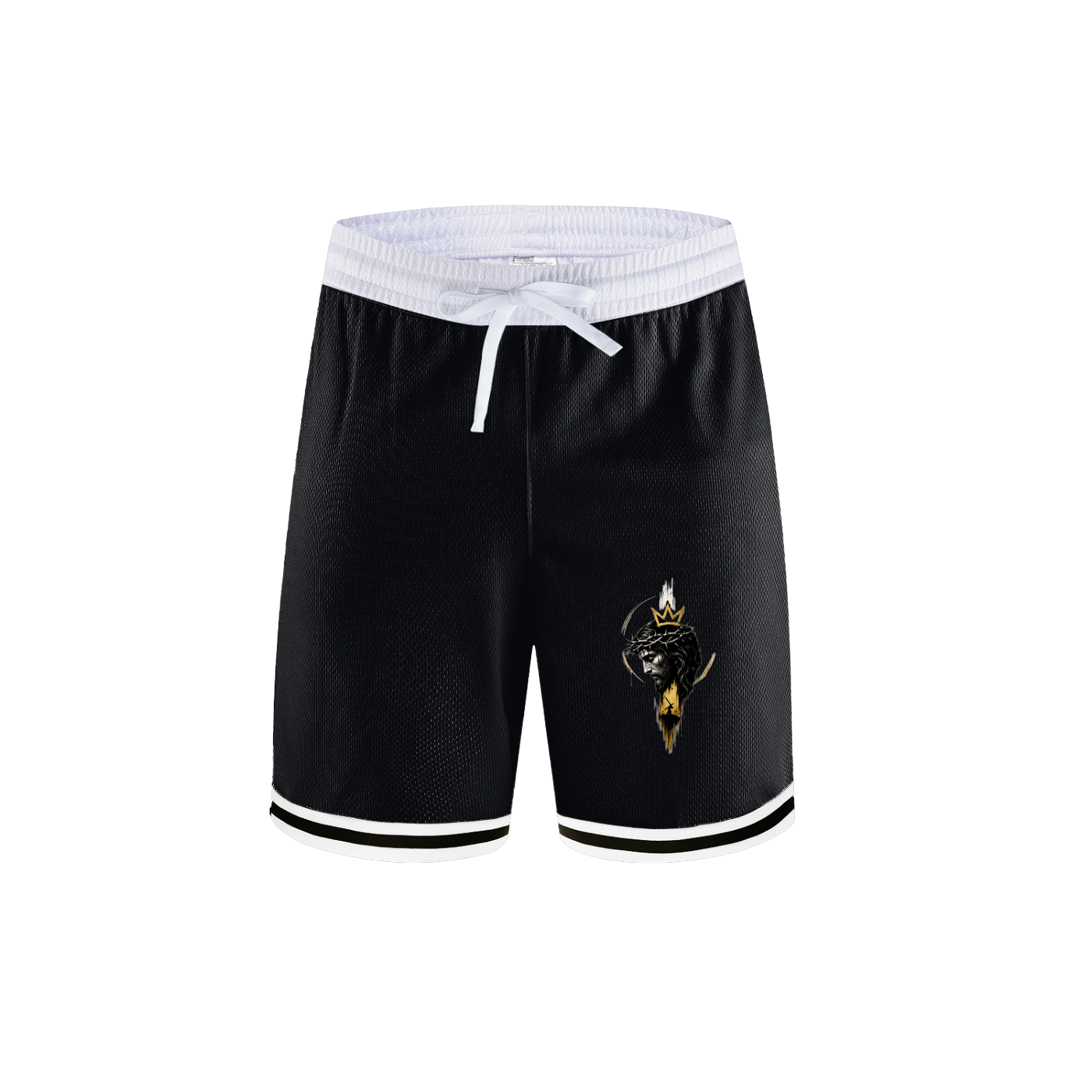 GOD IS KING Classic Stripe Trim Basketball Shorts